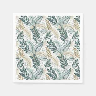 Serviette En Papier Motif floral botanique élégant feuille sarcelle et