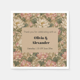 Serviette En Papier Motif floral botanique vintage lotus d'eau