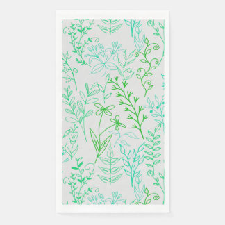Serviette En Papier Motif floral classique teinte verte A02.b Off blan