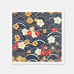 Serviette En Papier Motif floral de fleur de prunier à vague japonaise