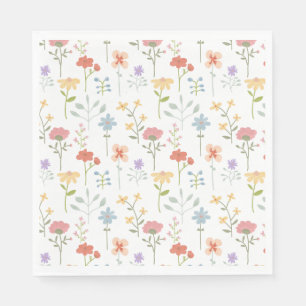Serviette En Papier Motif floral de fleurs sauvages à l'aquarelle