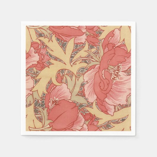Serviette En Papier Motif floral de Nouveau d'art de pavots de William (Devant)