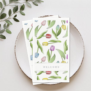 Serviette En Papier Motif floral de tulipe coloré moderne personnalisé