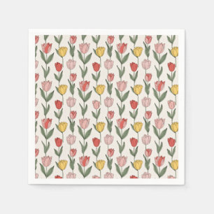 Serviette En Papier Motif floral de tulipe moderne, botanique printani