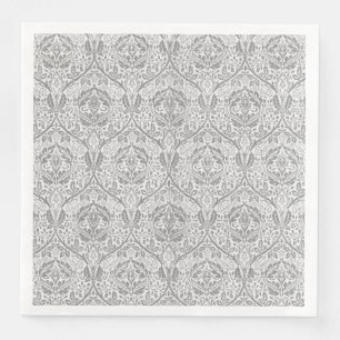 Serviette En Papier Motif floral gris élégant