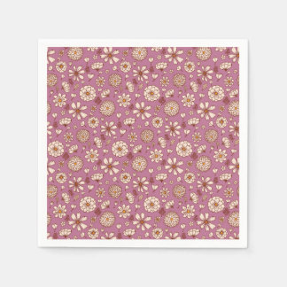 Serviette En Papier Motif floral marron sans couture