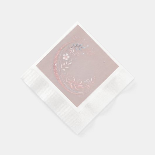 Serviette En Papier Motif Floral Pastel Mauveine Design (Coin)