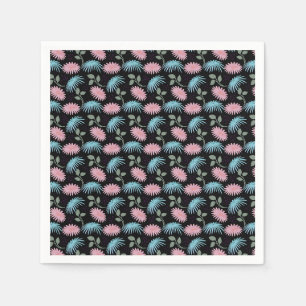Serviette En Papier Motif floral pastel sur fond noir Cute D