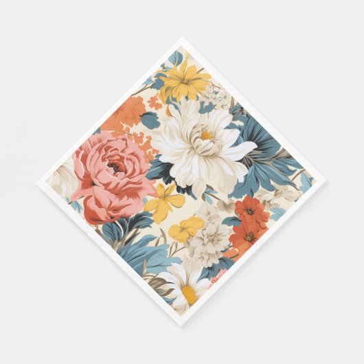 Serviette En Papier Motif floral rétro (Coin)