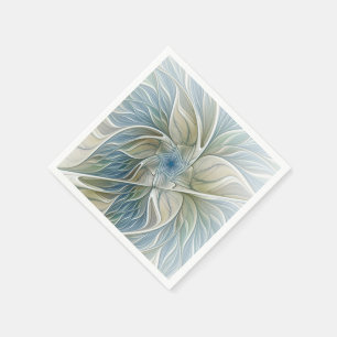 Serviette En Papier Motif floral rêve abstrait bleu kaki fractal