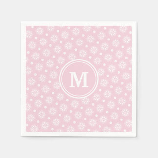 Serviette En Papier Motif Floral Rose Et Blanc