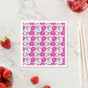 Serviette En Papier Motif floral rose vibrant   Fleurs modernes audaci