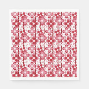 Serviette En Papier Motif floral rouge et blanc
