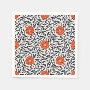 Serviette En Papier Motif floral sans couture avec fleur orange vibran