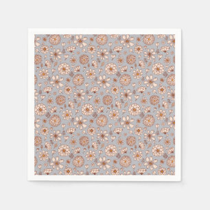 Serviette En Papier Motif floral transparent gris