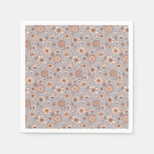 Serviette En Papier Motif floral transparent gris (Devant)