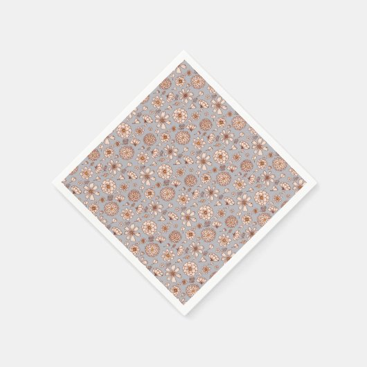 Serviette En Papier Motif floral transparent gris (Coin)