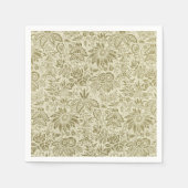 Serviette En Papier Motif Floral Vert Sage Antique Damas (Devant)