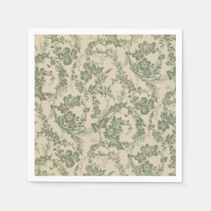 Serviette En Papier Motif floral vert vibrant vintage