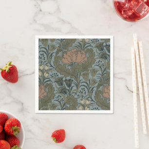 Serviette En Papier Motif floral victorien antique terre cuite sauge