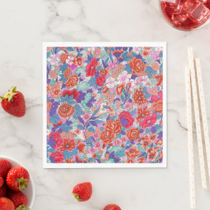 Serviette En Papier Motif floral vintage coloré