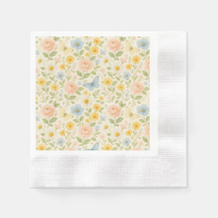 Serviette En Papier Motif floral vintage coloré avec papillons