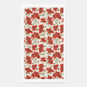 Serviette En Papier Motif floral vintage rouge coquelicot Art botaniqu