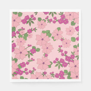 Serviette En Papier Motif floral, violet et violet pastel,