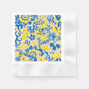 Serviette En Papier Motif folklorique aux couleurs du drapeau ukrainie