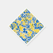 Serviette En Papier Motif folklorique aux couleurs du drapeau ukrainie (Coin)