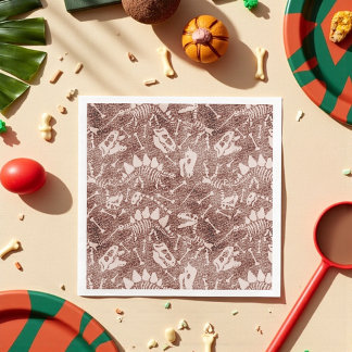 Serviette En Papier Motif Fossile Dinosaure Brown