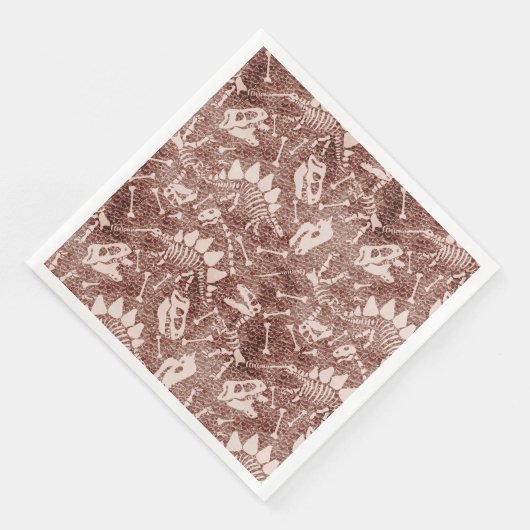Serviette En Papier Motif Fossile Dinosaure Brown (Coin)