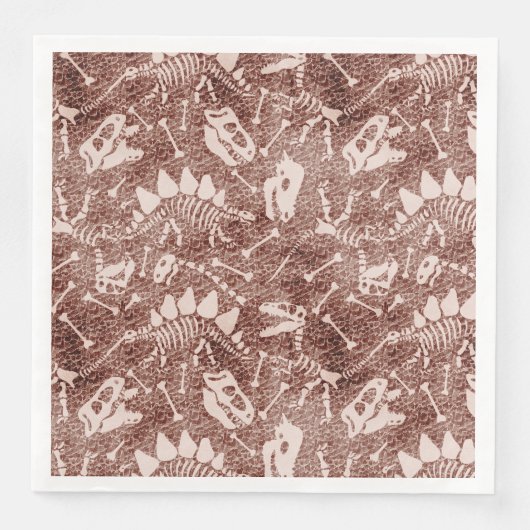Serviette En Papier Motif Fossile Dinosaure Brown (Devant)