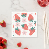Serviette En Papier Motif fraise et fleur (En situation)