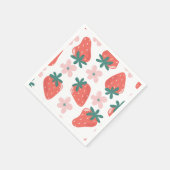 Serviette En Papier Motif fraise et fleur (Coin)