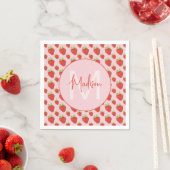 Serviette En Papier Motif Fraise Monogramme (En situation)