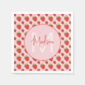 Serviette En Papier Motif Fraise Monogramme (Devant)