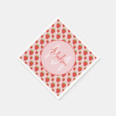Serviette En Papier Motif Fraise Monogramme (Coin)