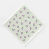 Serviette En Papier Motif Fraise Violette sur Fond Vert (Coin)