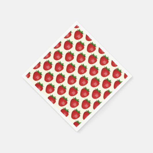 Serviette En Papier Motif fraises, fraises rouges, fruits, feuilles (Coin)