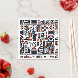 Serviette En Papier Motif Génératif du 4 Juillet