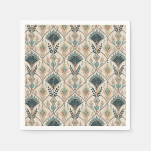 Serviette En Papier Motif géométrique abstrait déco sarcelle dorée à l