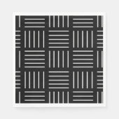Serviette En Papier motif géométrique Abstrait - noir et blanc. (Devant)