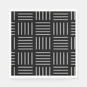 Serviette En Papier motif géométrique Abstrait - noir et blanc.