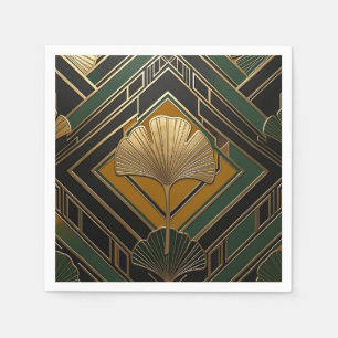 Serviette En Papier Motif géométrique Art Déco feuille de Ginkgo or