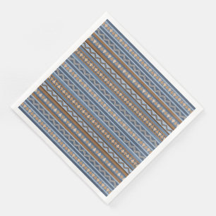 Serviette En Papier Motif géométrique bleu et marron de style sud-oues