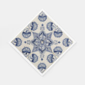 Serviette En Papier Motif géométrique bleu vintage (Coin)