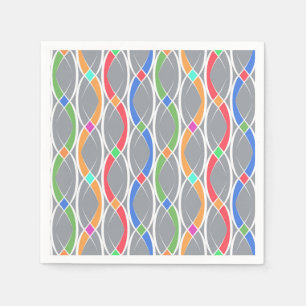 Serviette En Papier Motif géométrique coloré.