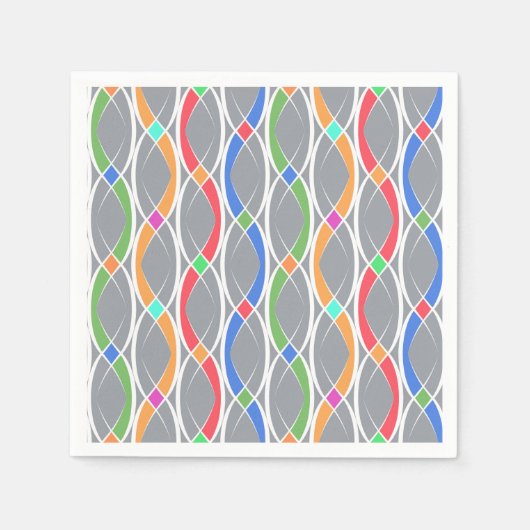 Serviette En Papier Motif géométrique coloré. (Devant)