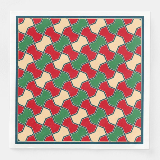 Serviette En Papier Motif géométrique de Cravate rouge rouge vert Orie (Devant)